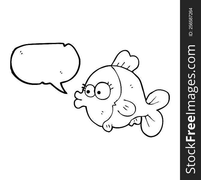 Funny Speech Bubble Cartoon Fish With Big Pretty Eyes