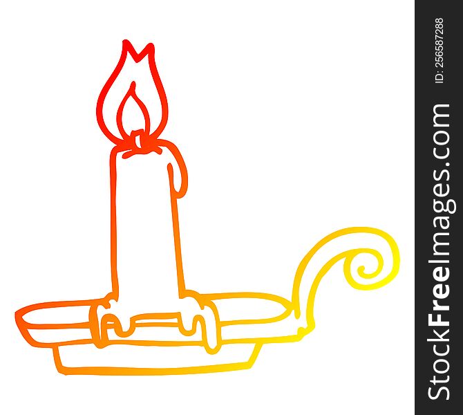 Warm Gradient Line Drawing Cartoon Burning Candle