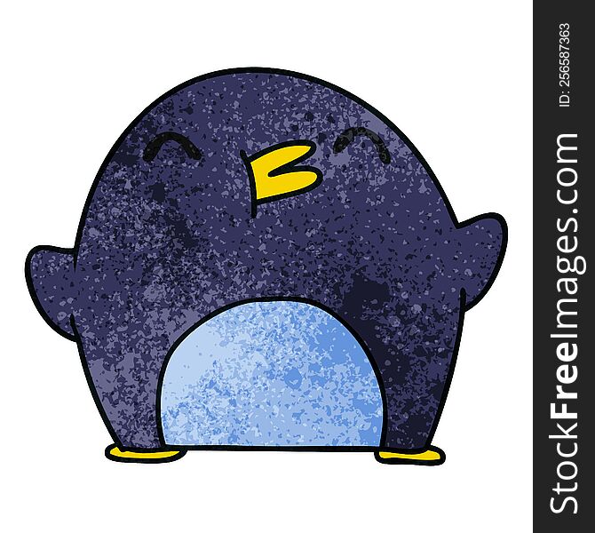 Textured Cartoon Cute Kawaii Happy Penguin