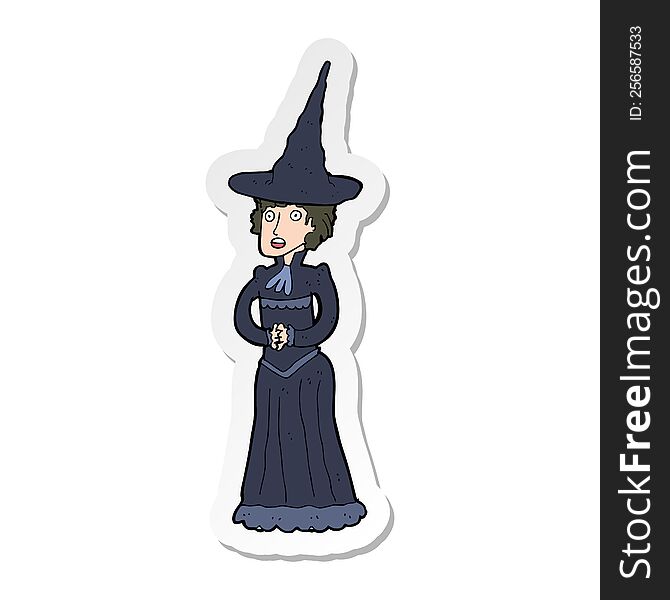 Sticker Of A Cartoon Halloween Witch
