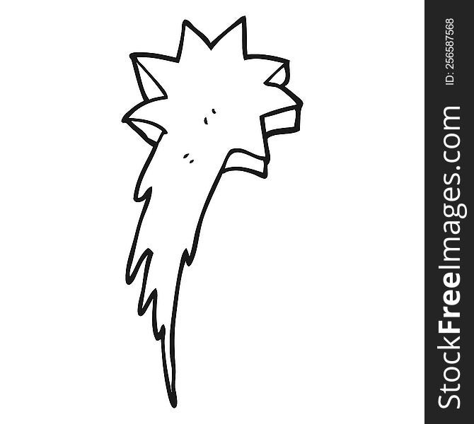 freehand drawn black and white cartoon shooting star symbol