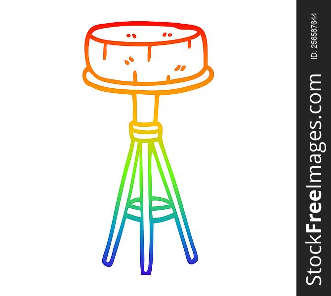rainbow gradient line drawing of a cartoon breakfast stool