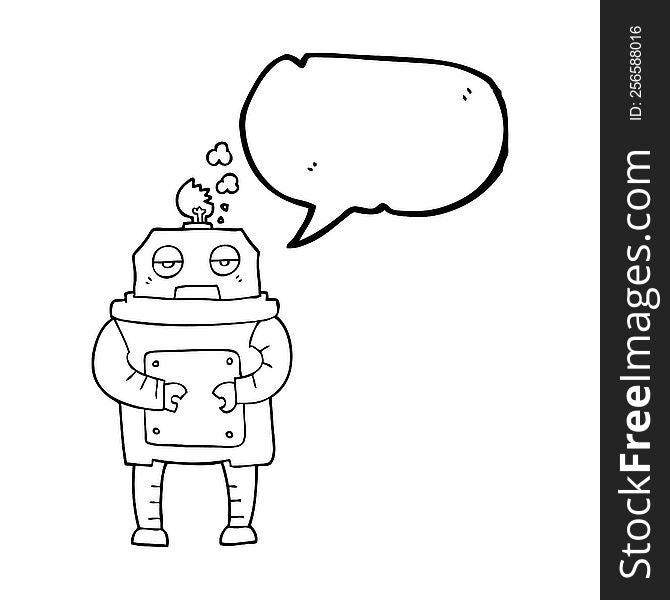 Speech Bubble Cartoon Broken Robot