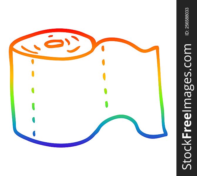 Rainbow Gradient Line Drawing Cartoon Toilet Roll