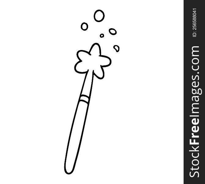Line Drawing Doodle Of A Magic Wand