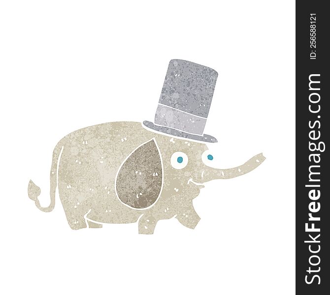 Cartoon Elephant Wearing Top Hat