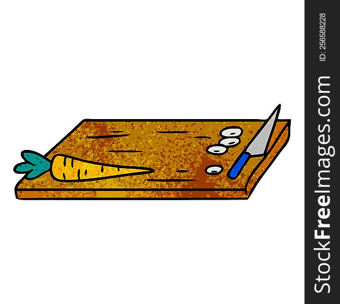 Textured Cartoon Doodle Of Vegetable Chopping Board