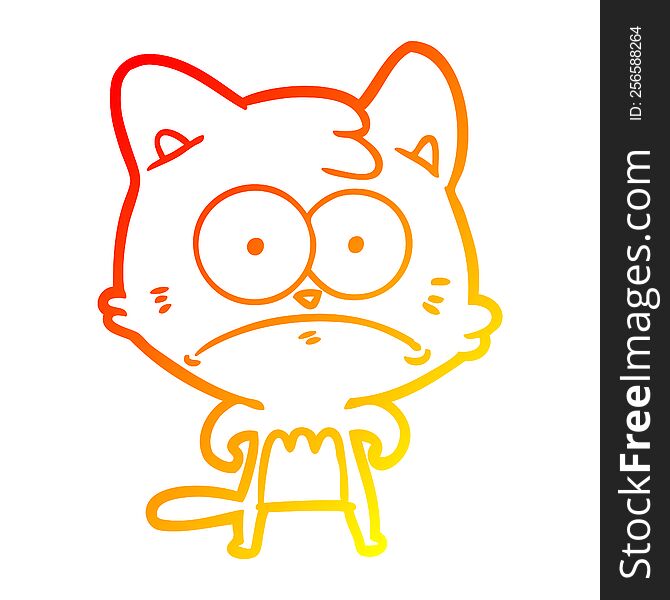 Warm Gradient Line Drawing Cartoon Nervous Cat