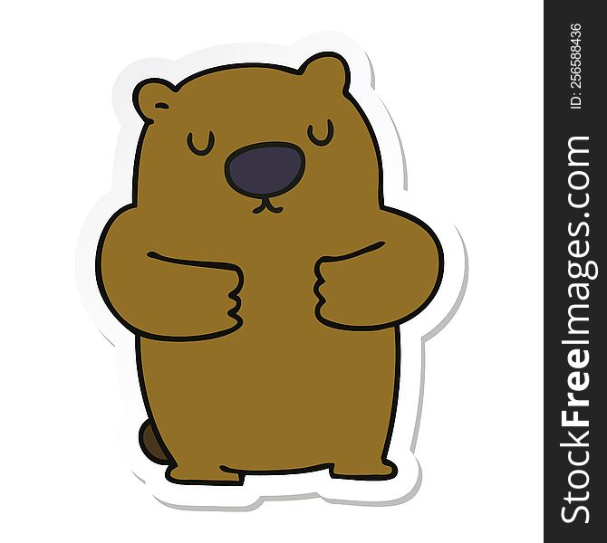Sticker Of A Quirky Hand Drawn Cartoon Beaver