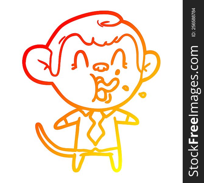 Warm Gradient Line Drawing Crazy Cartoon Business Monkey