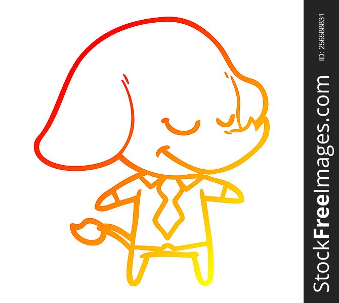 Warm Gradient Line Drawing Cartoon Smiling Elephant Manager