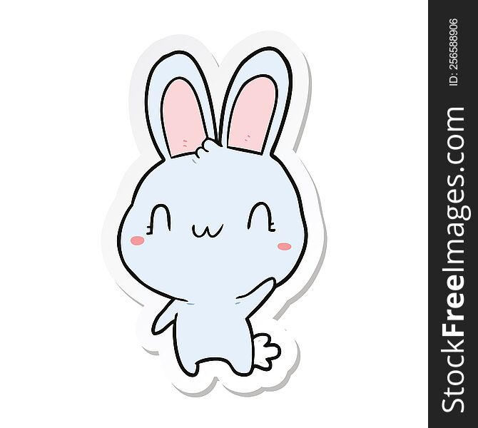 Sticker Of A Cartoon Rabbit Waving
