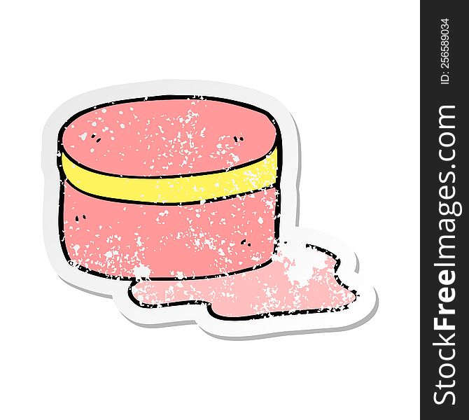 distressed sticker of a cartoon beauty lotion tub