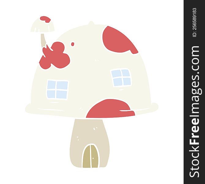flat color style cartoon fairy mushroom house