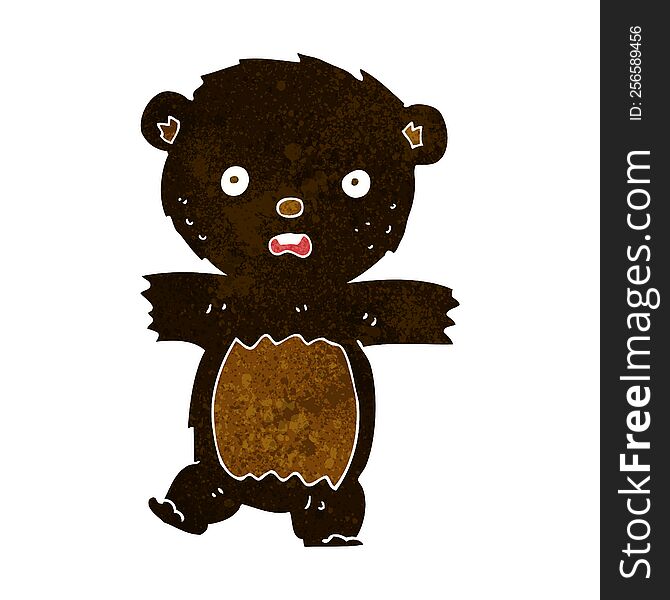 Cartoon Shocked Black Bear Cub