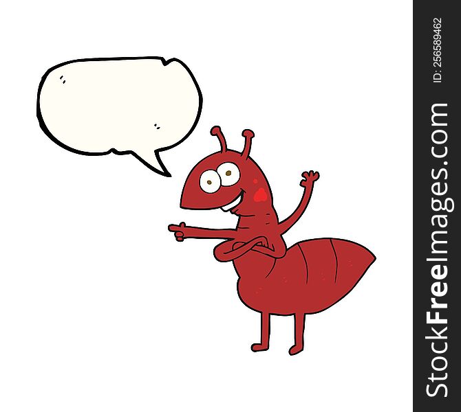 freehand drawn speech bubble cartoon ant