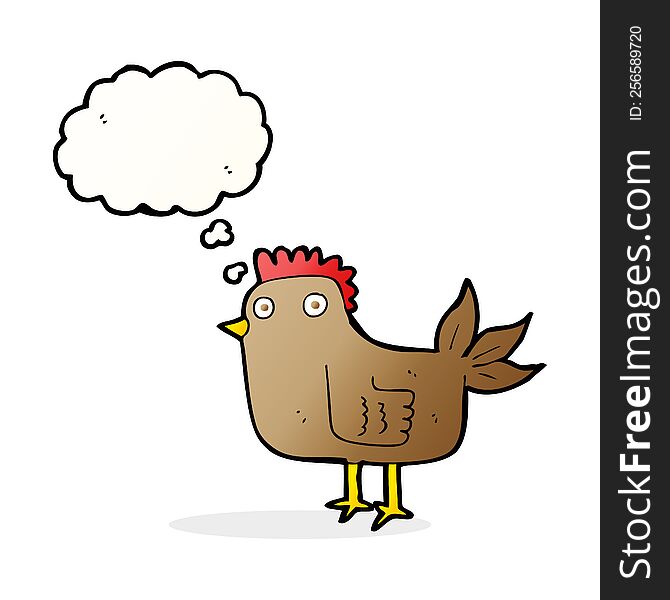 cartoon hen with thought bubble