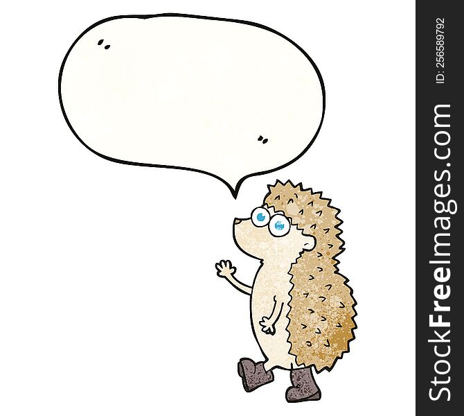 Cute Texture Speech Bubble Cartoon Hedgehog