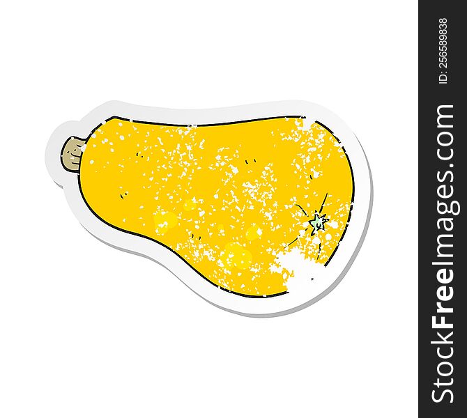 retro distressed sticker of a cartoon butternut squash