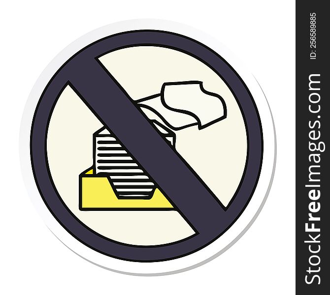 Sticker Of A Cute Cartoon Paper Ban Sign