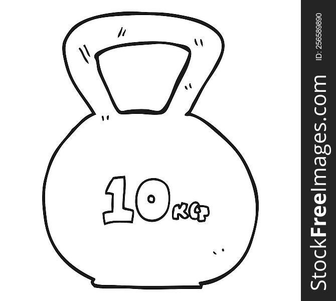 freehand drawn black and white cartoon 10kg kettle bell weight