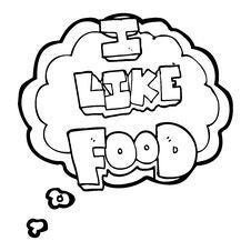 Thought Bubble Cartoon I Like Food Symbol Stock Photo