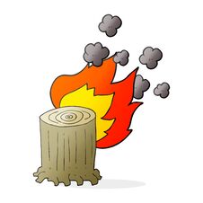 Free Cartoon Tree Stump On Fire Royalty Free Stock Image - 256591486