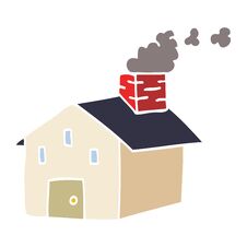 Cartoon Doodle House With Smoking Chimney Royalty Free Stock Images