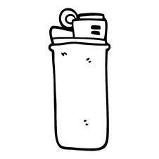 Line Drawing Cartoon Disposable Lighter Stock Photo