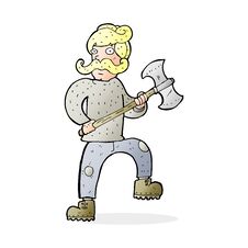 Cartoon Man With Axe Royalty Free Stock Images