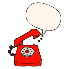 Cartoon Old Telephone And Speech Bubble In Comic Book Style Royalty Free Stock Image