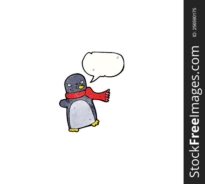 Cartoon Penguin Wearing Scarf
