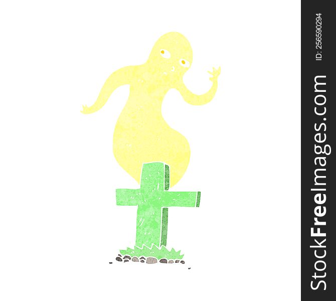 Cartoon Ghost Rising From Grave