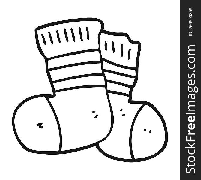 freehand drawn black and white cartoon socks