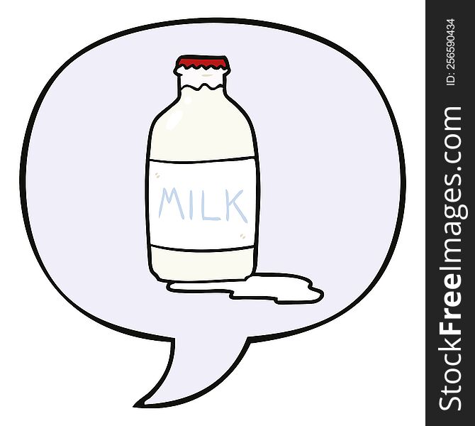 Cartoon Pint Of Fresh Milk And Speech Bubble