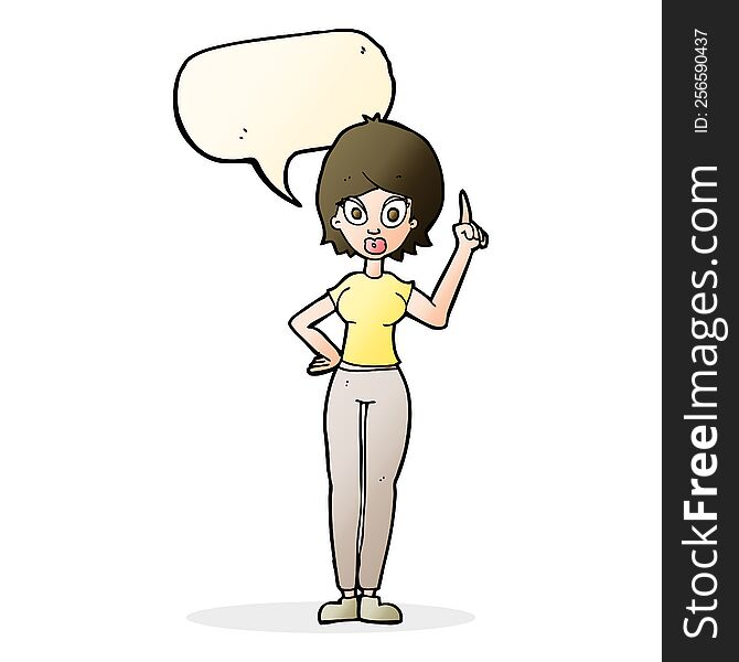 Cartoon Woman Explaining Her Point With Speech Bubble