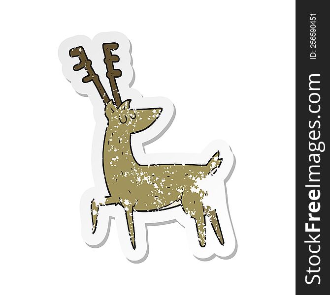 retro distressed sticker of a cartoon stag