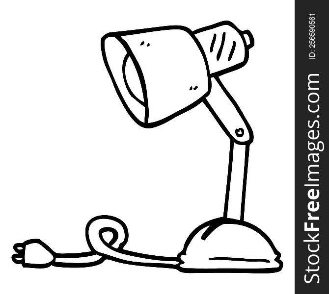 line drawing cartoon desk lamp