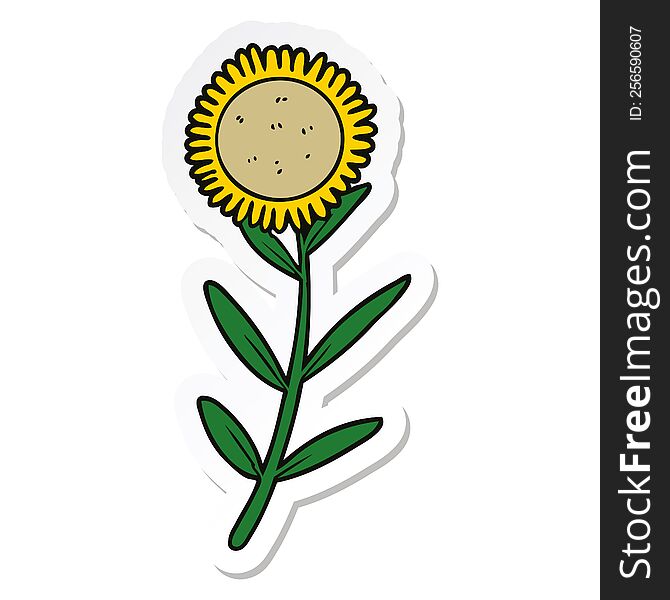 sticker of a cartoon sunflower
