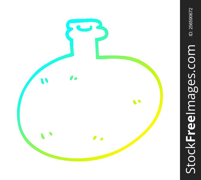 cold gradient line drawing of a cartoon glass bottle