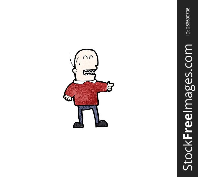 Cartoon Bald Man Pointing And Laughing