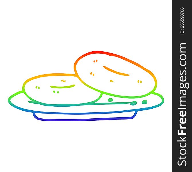 Rainbow Gradient Line Drawing Cartoon Donuts
