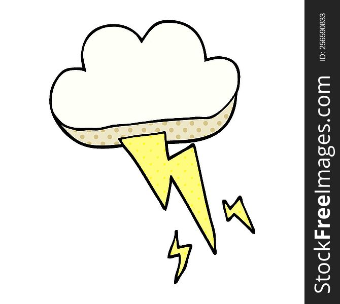 Cartoon Doodle Thundercloud And Lightning