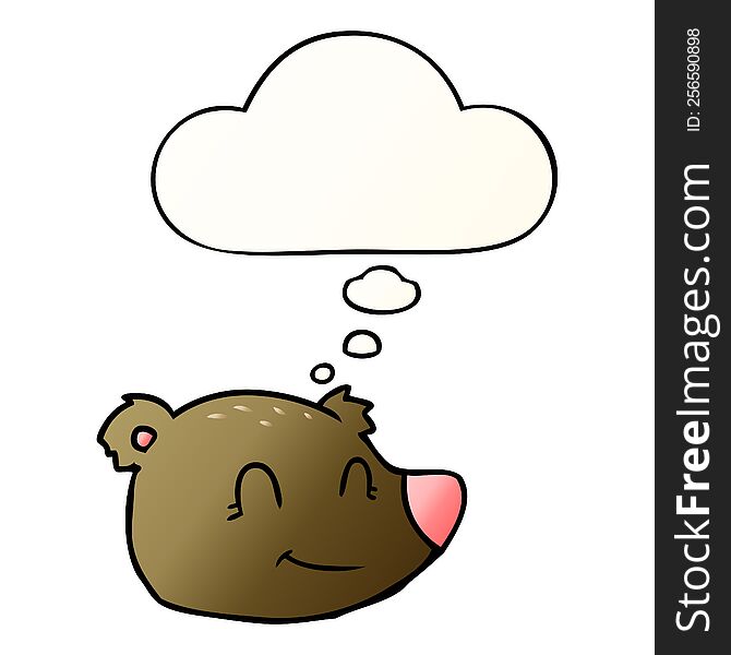 Cartoon Happy Bear Face And Thought Bubble In Smooth Gradient Style