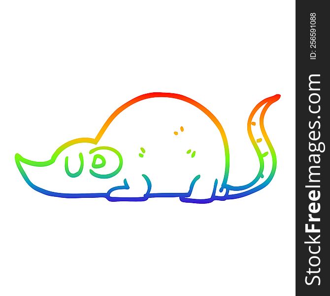 Rainbow Gradient Line Drawing Cartoon Mouse Rat