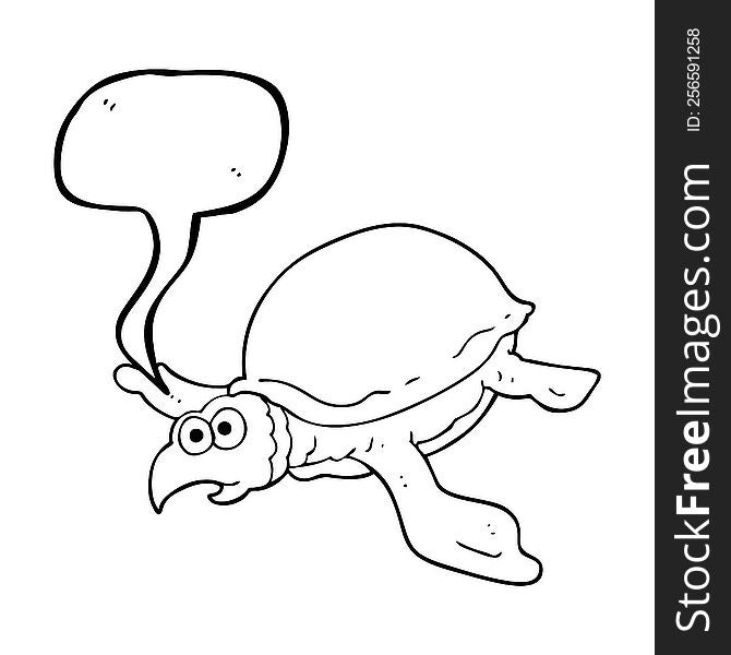 freehand drawn speech bubble cartoon turtle
