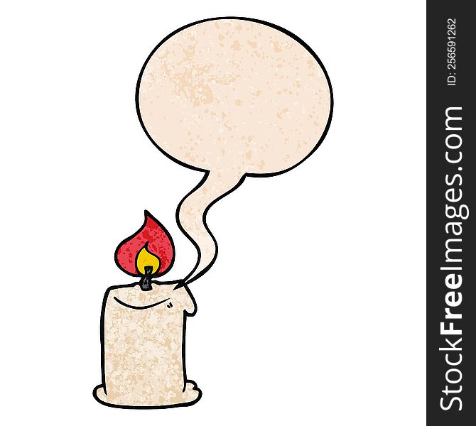 Cartoon Candle And Speech Bubble In Retro Texture Style