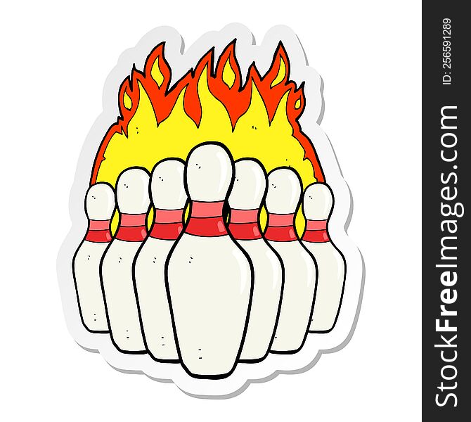 sticker of a cartoon flaming skittles