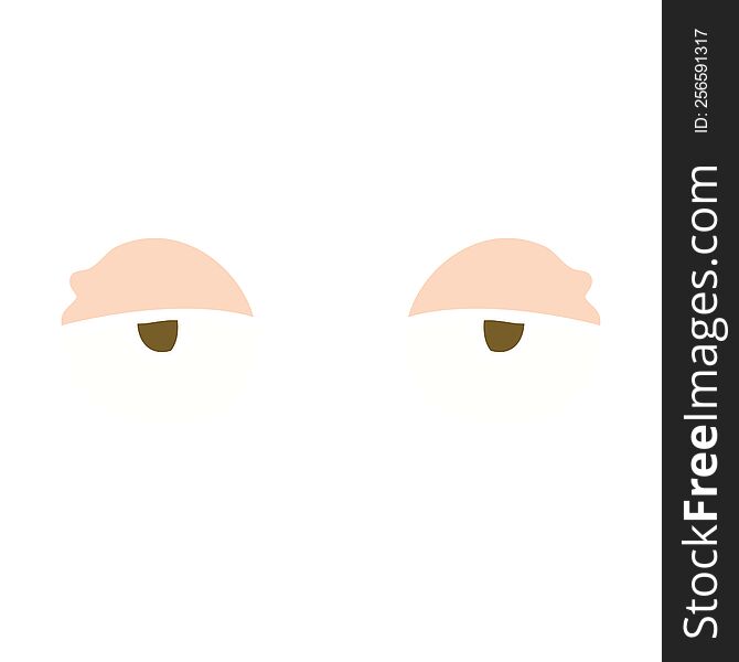 Flat Color Illustration Of A Cartoon Tired Eyes