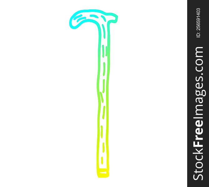 cold gradient line drawing of a cartoon walking stick